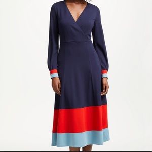 Boden Magnolia Jersey Navy Blue Red Midi Dress